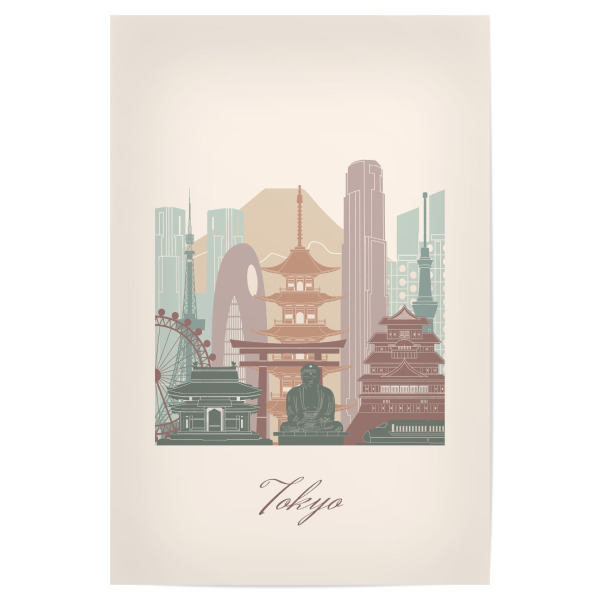 Poster "Skyline von Tokio" artboxONE - Städte,Reise,Architektur,Städte / Tokio,Kartografie