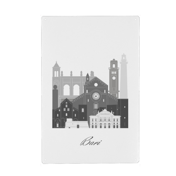 Metall Poster "Bari-Skyline sw" artboxONE - Städte,Reise,Architektur,Kartografie