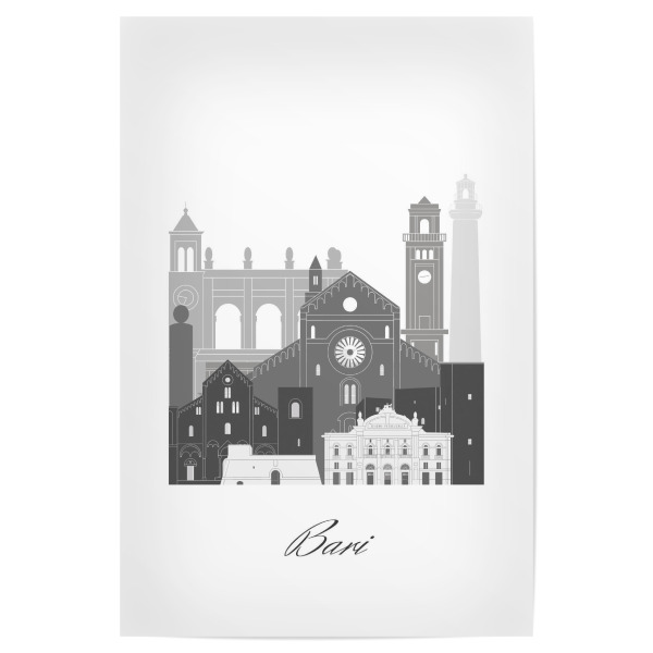 Poster 30x20 cm "Bari-Skyline sw" artboxONE - Städte,Reise,Architektur,Kartografie