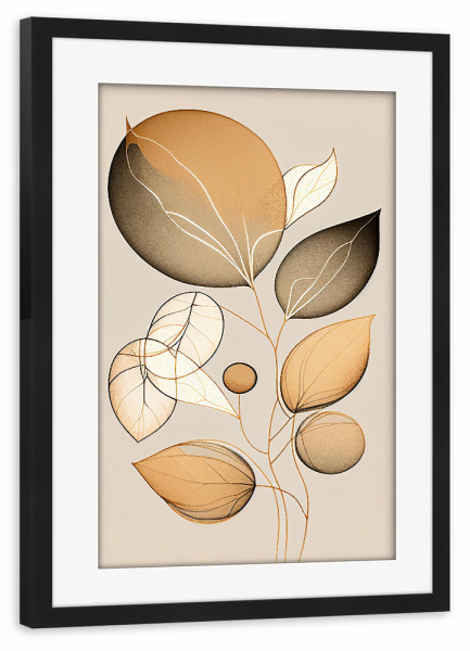 Poster mit Rahmen schwarz "Beige botanische Malerei" artboxONE - Natur,Floral,Abstrakt