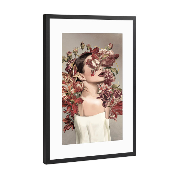 Poster mit Rahmen Schwarz (Metallic) "Luise" artboxONE - Floral,Menschen,Fashion