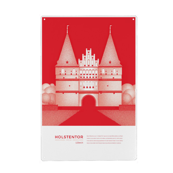 Metall Poster "Kunter - Holstentor Lübeck" artboxONE - Städte,Reise,Architektur