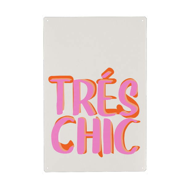 Metall Poster "Malou Studio - Retro Trés Chic" artboxONE - Typografie,Fashion,Festivals - Spruch,Französisch,Mode,Fashion,Typo,Typografie,Bunt