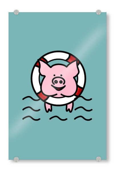 Acrylglasbild "Schwimmende Schweine Bahamas" artboxONE - Tiere,Comic,Reise / Strand und Meer,Unterwasser