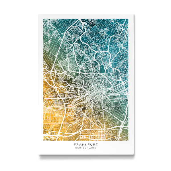 Galerie-Print "Frankfurt Stadtplan Blaugrün" 30x20 cm artboxONE
