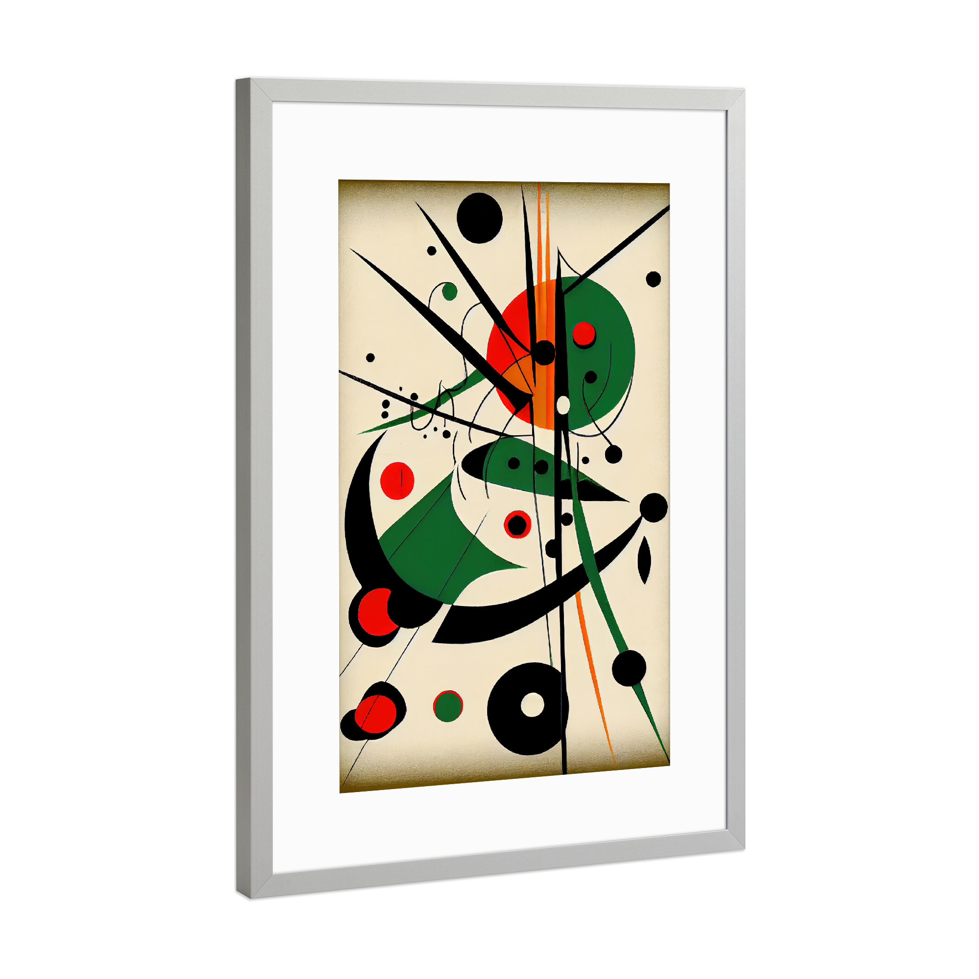 Poster mit Rahmen Silber "Präzisionslinien und Formen" artboxONE - Abstrakt,Geometrie - Abstrakt,Gemälde,Bild,Kreise,Linien,Joan miro,Geometrie,Formen