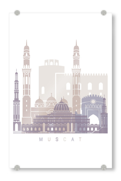 Acrylglasbild "SKYLINE VON MASKAT PASTELL" artboxONE - Städte,Abstrakt,Architektur