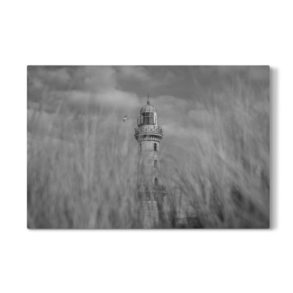 Galerie-Print "Leuchtturm Warnemünde monochrom" 30x20 cm artboxONE