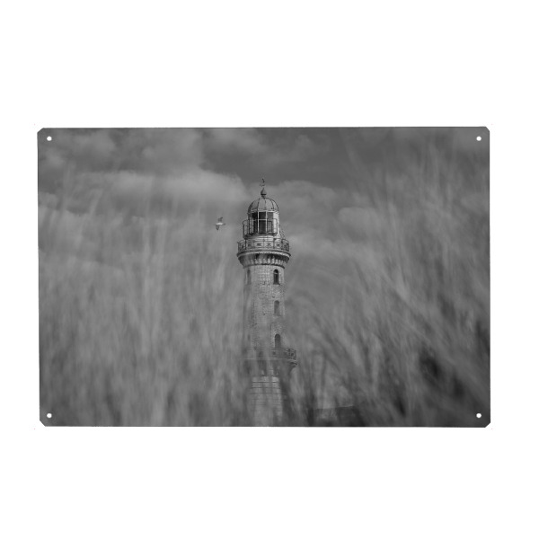 Holzbild "Leuchtturm Warnemünde monochrom" artboxONE - Reise,Architektur,Reise / Strand und Meer
