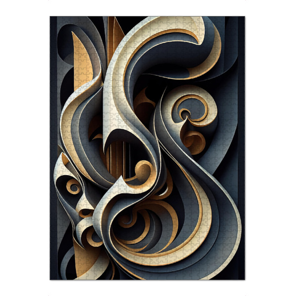 Puzzle Ravensburger "Beige und blaue gedrehte Formen" artboxONE - Abstrakt,Geometrie