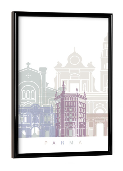 Poster mit schwarzem Rahmen "PARMA SKYLINE PASTELL" artboxONE - Städte,Architektur