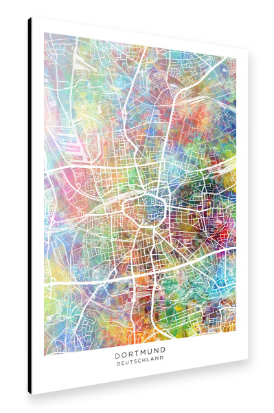 Alu-Dibond "Dortmund Stadtplan Farbe" 30x20 cm artboxONE