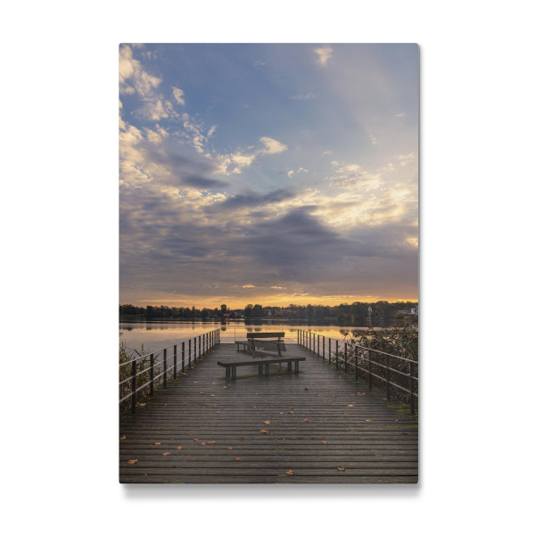 Galerie-Print "Sonnenaufgang, Steg, See" 30x20 cm artboxONE