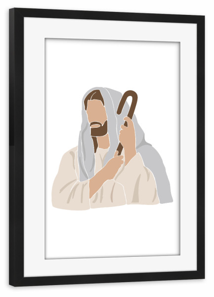 Poster mit Rahmen schwarz "Jesus-Porträtkunst" artboxONE - Menschen