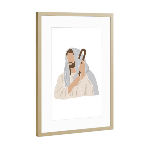 Poster mit Rahmen Gold "Jesus-Porträtkunst" artboxONE - Menschen