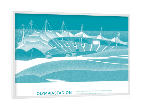 Poster mit weißem Rahmen "Kunter - Olympiastadion München" artboxONE - Städte / München,Architektur,Sport