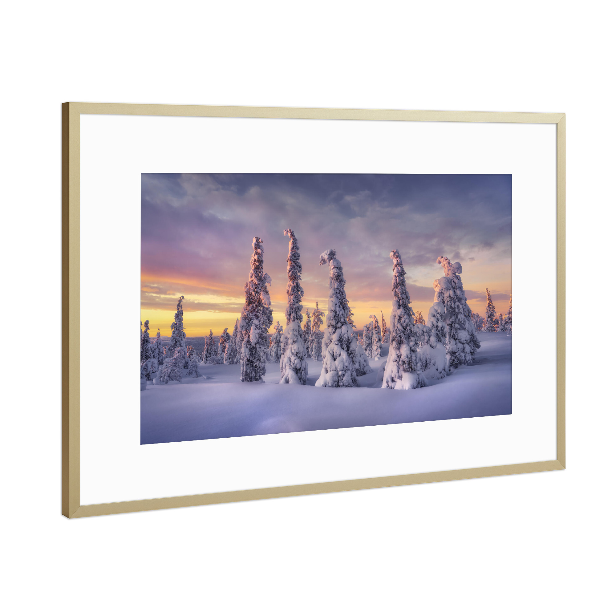 Poster mit Rahmen Gold "Wesen aus Eis und Schnee" artboxONE - Natur,Reise