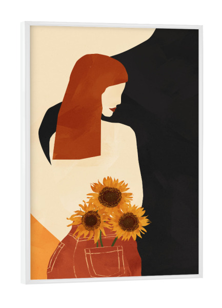 Poster mit weißem Rahmen "Ich habe Sonnenblumen" artboxONE - Natur,Floral,Menschen