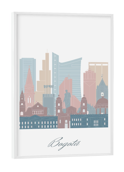 Poster mit weißem Rahmen "Die Skyline von Bogotà" artboxONE - Städte,Reise,Architektur,Kartografie