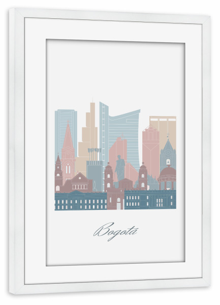 Poster mit Rahmen weiß "Die Skyline von Bogotà" artboxONE - Städte,Reise,Architektur,Kartografie