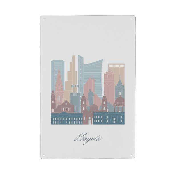 Holzbild "Die Skyline von Bogotà" artboxONE - Städte,Reise,Architektur,Kartografie