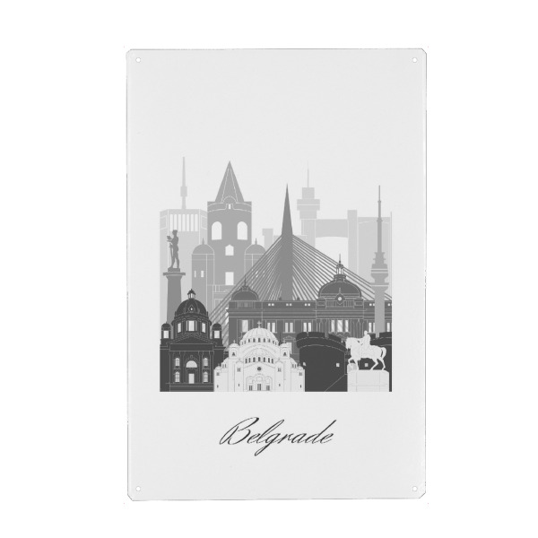 Holzbild "Belgrader Skyline sw" artboxONE - Städte,Reise,Architektur,Kartografie