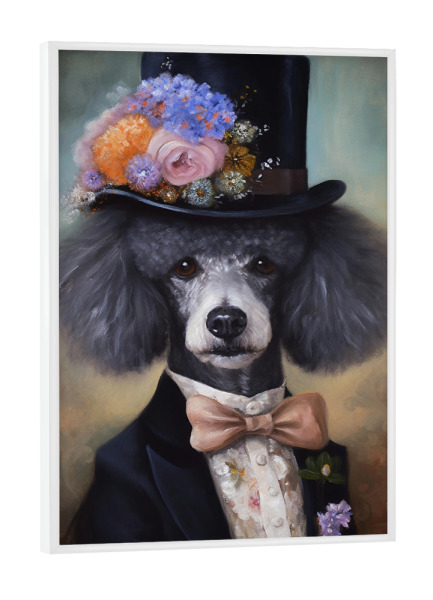 Poster mit weißem Rahmen "Viktorianischer grauer Pudel" artboxONE - Tiere