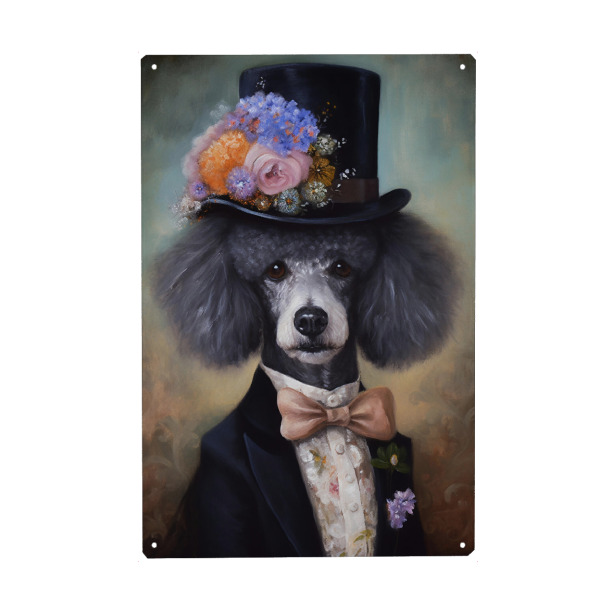 Holzbild "Viktorianischer grauer Pudel" artboxONE - Tiere