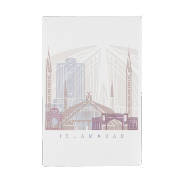 Metall Poster "ISLAMABAD SKYLINE PASTELL" artboxONE - Städte,Architektur