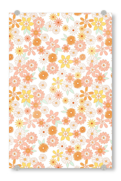 Acrylglasbild "Vintage Frühlingsblumen" artboxONE - Floral,Abstrakt - Blume,Blumen,Retro,Muster,Vintage,Frühling,Sommer