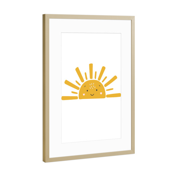 Poster mit Rahmen Gold "Abstraktes Sonnendesign" artboxONE - Für Kinder,Abstrakt