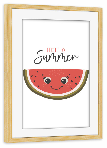 Poster mit Rahmen kiefer "Niedliche Wassermelonenkunst" artboxONE - Abstrakt,Essen & Trinken / Obst & Gemüse
