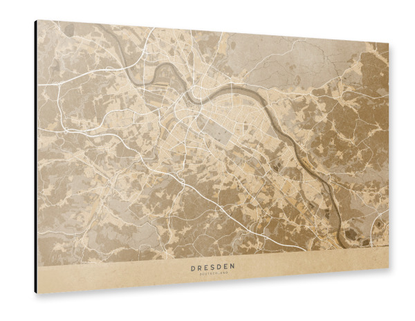 Alu-Dibond "Sepiakarte von Dresden" 30x20 cm artboxONE
