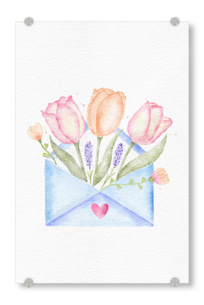 Acrylglasbild "Blumengruß per Brief" artboxONE - Floral,Liebe,Für Mama