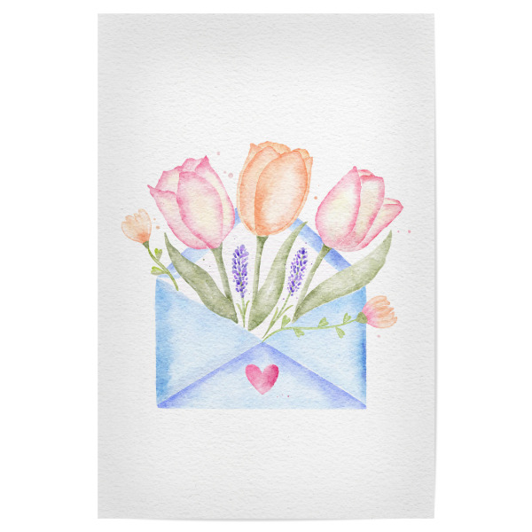 Poster 30x20 cm "Blumengruß per Brief" artboxONE - Floral,Liebe,Für Mama