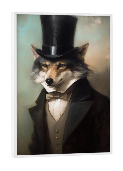 Poster mit weißem Rahmen "Herr Wolf" artboxONE - Tiere