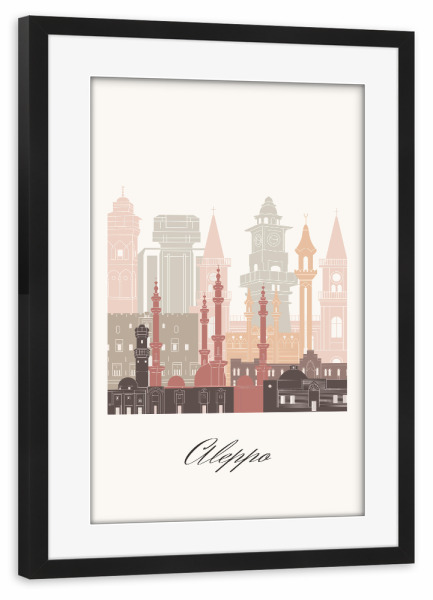 Poster mit Rahmen schwarz "Skyline von Aleppo" artboxONE - Städte,Reise,Architektur,Kartografie