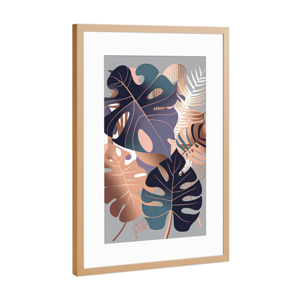 Poster mit Rahmen Kupfer "Verspielte Blätter" artboxONE - Natur,Floral,Abstrakt