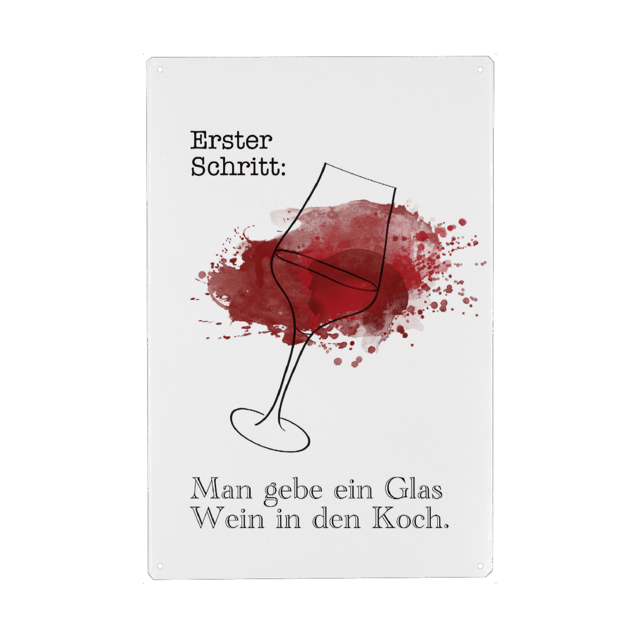 Holzbild "Wein Rezept" artboxONE - Essen & Trinken / Alkohol - Rot,Rotwein,Wein,Kochen,Rezept,Illustration,Aquarelle,Alkohol