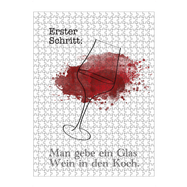 Puzzle Ravensburger "Wein Rezept" artboxONE - Essen & Trinken / Alkohol - Rot,Rotwein,Wein,Kochen,Rezept,Illustration,Aquarelle,Alkohol - Bild rot