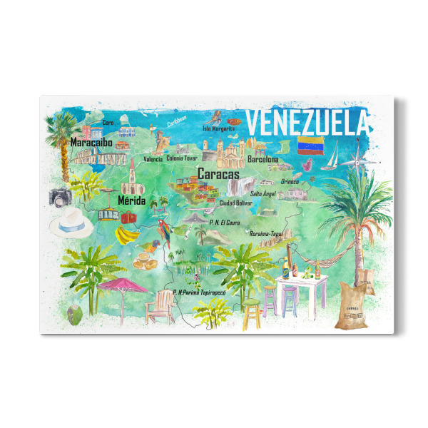 Galerie-Print "Venezuela Illustrierte Karte" 30x20 cm artboxONE