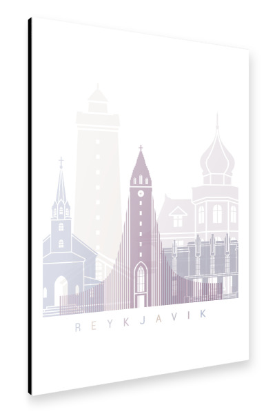 Alu-Dibond "REYKJAVIK SKYLINE PASTELL" 30x20 cm artboxONE