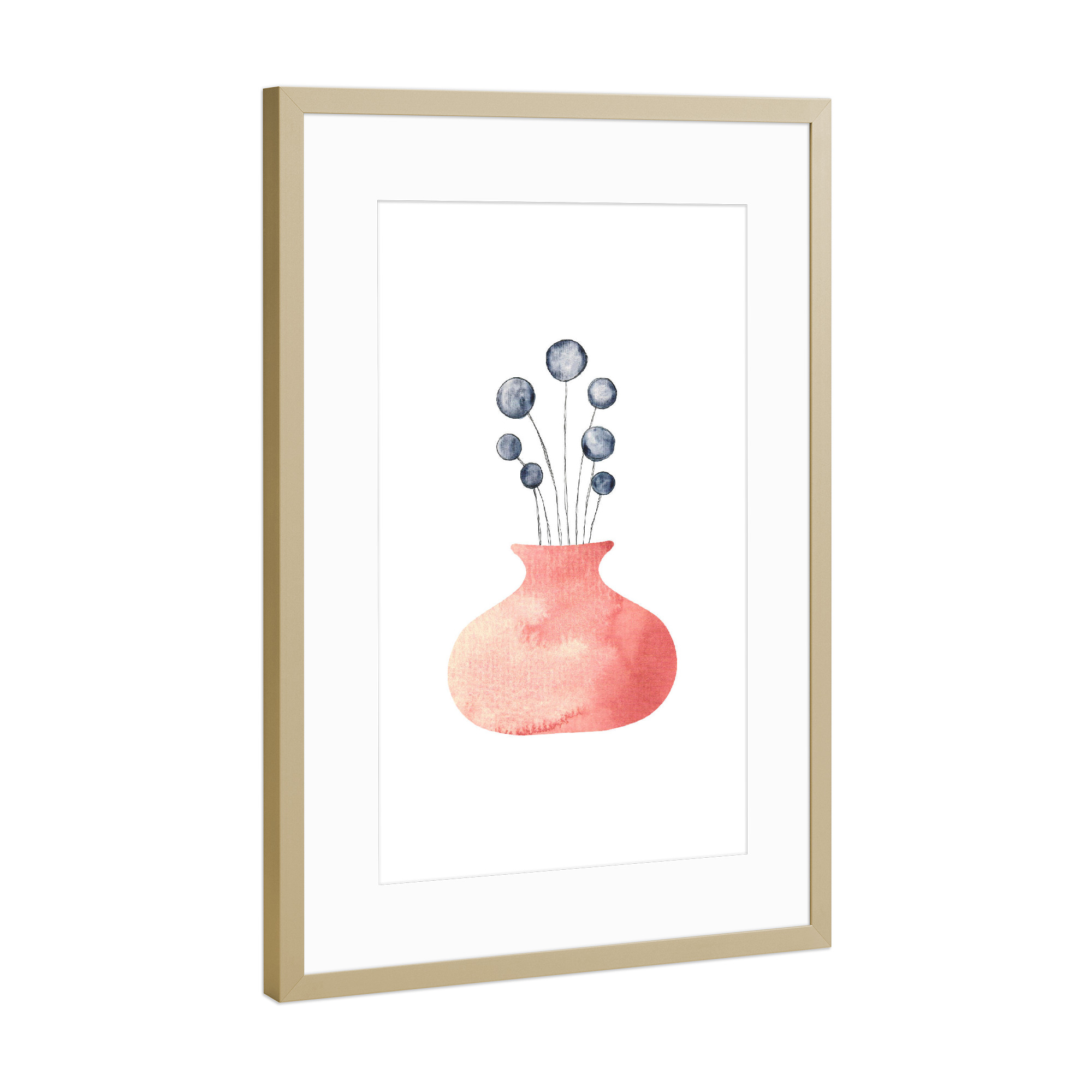 Poster mit Rahmen Gold "Wildblumen in Vase" artboxONE - Natur,Floral,Geometrie
