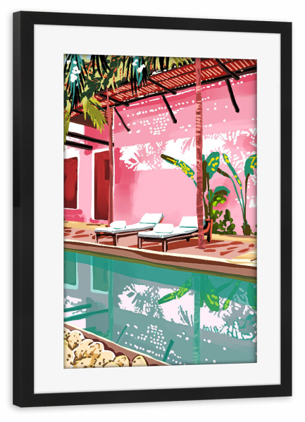 Poster mit Rahmen schwarz "Vacay-Villa" artboxONE - Architektur