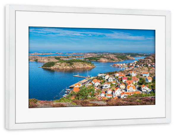 Poster mit Rahmen weiß "Berg, Stadt, Meer" artboxONE - Natur,Reise,Architektur,Reise / Strand und Meer,Reise / Länder