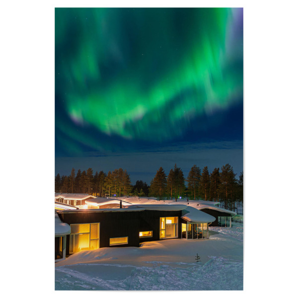 Poster "Polarlicht, Hütten, Schnee" artboxONE - Natur,Reise,Architektur,Reise / Länder