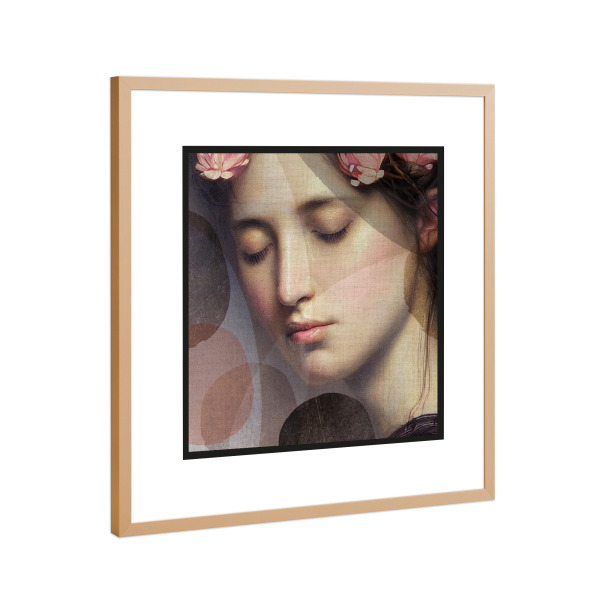 Poster mit Rahmen Kupfer "LINEN - woman MONA" artboxONE - Abstrakt,Menschen - Modern,Art,Kunstdruck,Geschenk,Einrichtung,Abstrakt,Kunst,Woman,Flowers