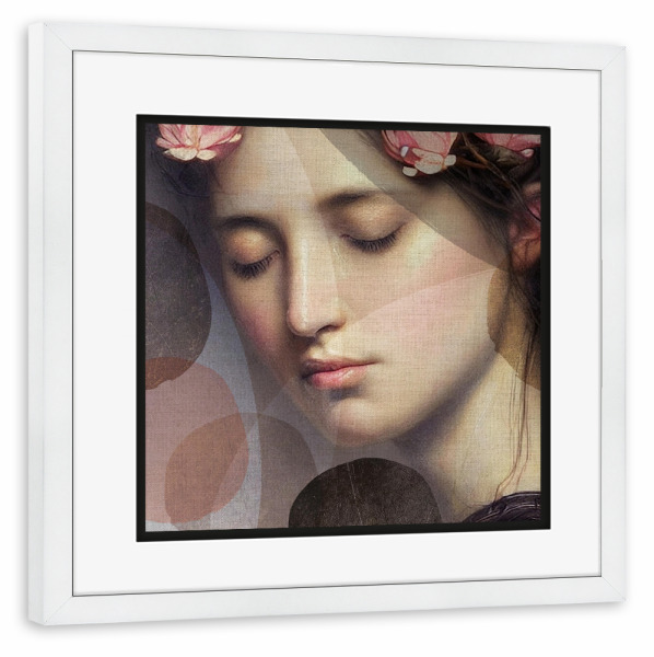 Poster mit Rahmen weiß "LINEN - woman MONA" artboxONE - Abstrakt,Menschen - Modern,Art,Kunstdruck,Geschenk,Einrichtung,Abstrakt,Kunst,Woman,Flowers