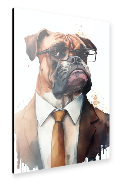 Alu-Dibond "Boxer-Geschäftshund" 30x20 cm artboxONE