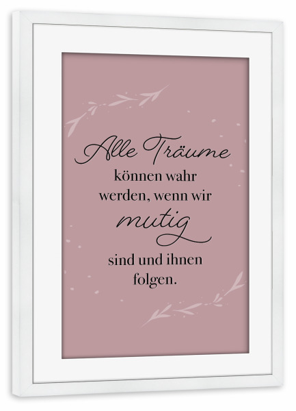 Poster mit Rahmen weiß "Alle Träume" artboxONE - Typografie